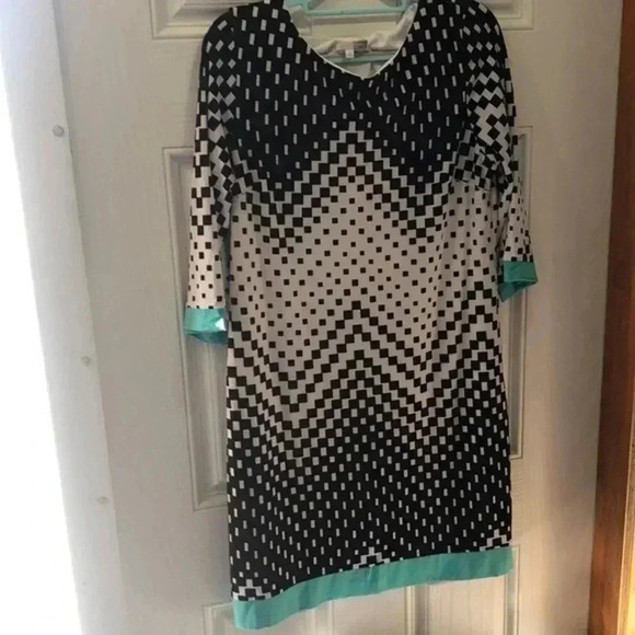 Dress size 16 plus size black, white with robin’s egg blue accents - Picture 1 of 10
